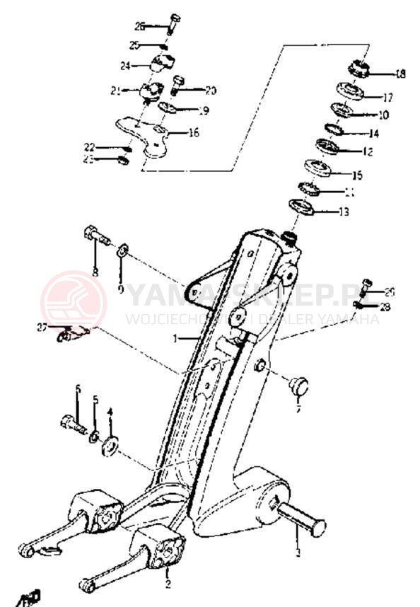 Schemat "Amortyzatory przód" do Yamaha YJ2/YJ1