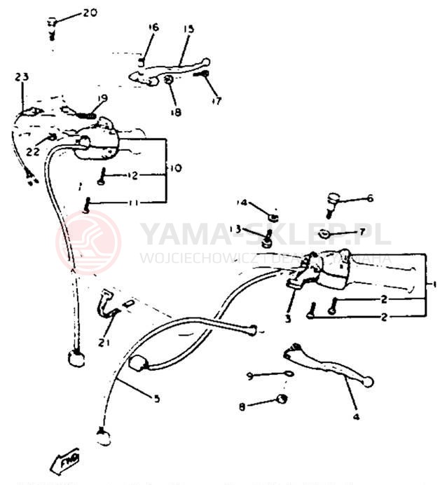 Schemat "Kierownica i osprzęt" do Yamaha XS650H