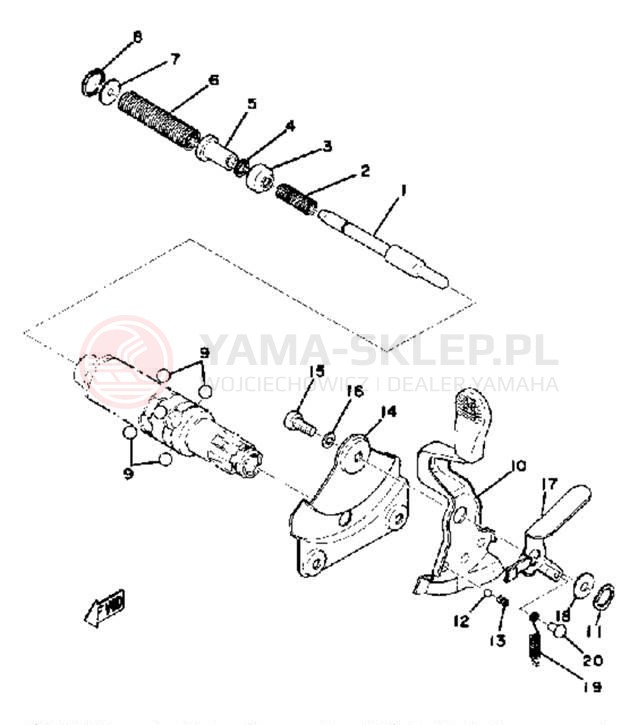 Schemat "Dźwignia zmiany biegów, wałek" do Yamaha LB802AE