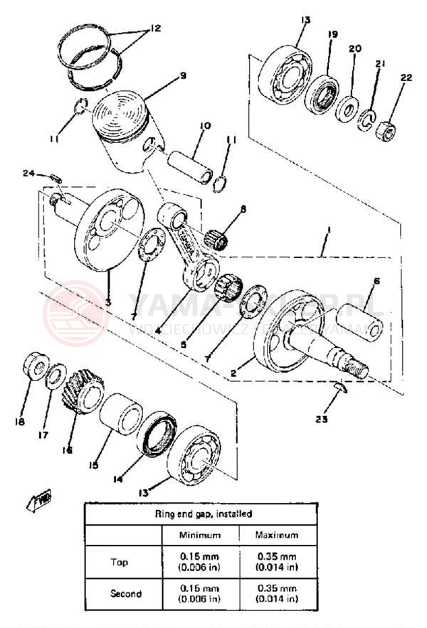 Schemat "Wał korbowy, tłok" do Yamaha GTMXE