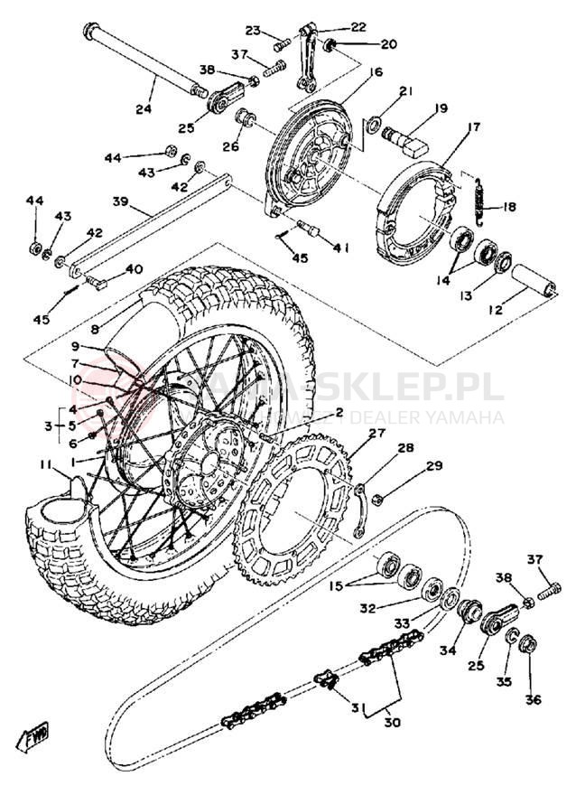 Schemat "Koło tył" do Yamaha IT400C