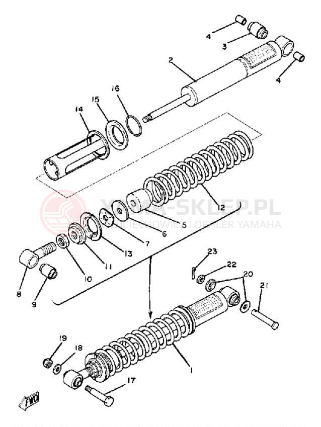 Schemat "zawieszenie tył" do Yamaha XT250H