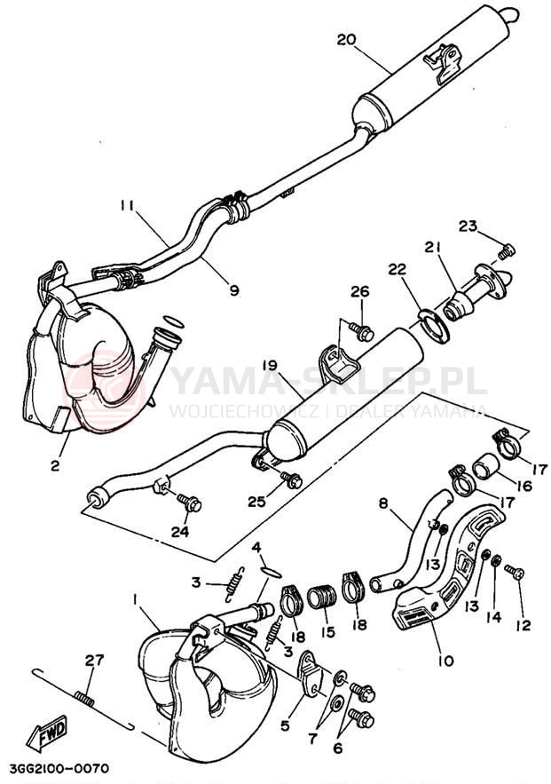 Schemat "Wydech końcowy" do Yamaha BANSHEE YFZ350G