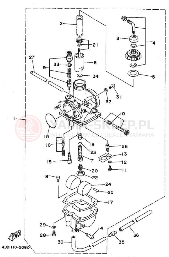 Schemat "Gaźnik" do Yamaha TIMBERWOLF 2WD YFB250F