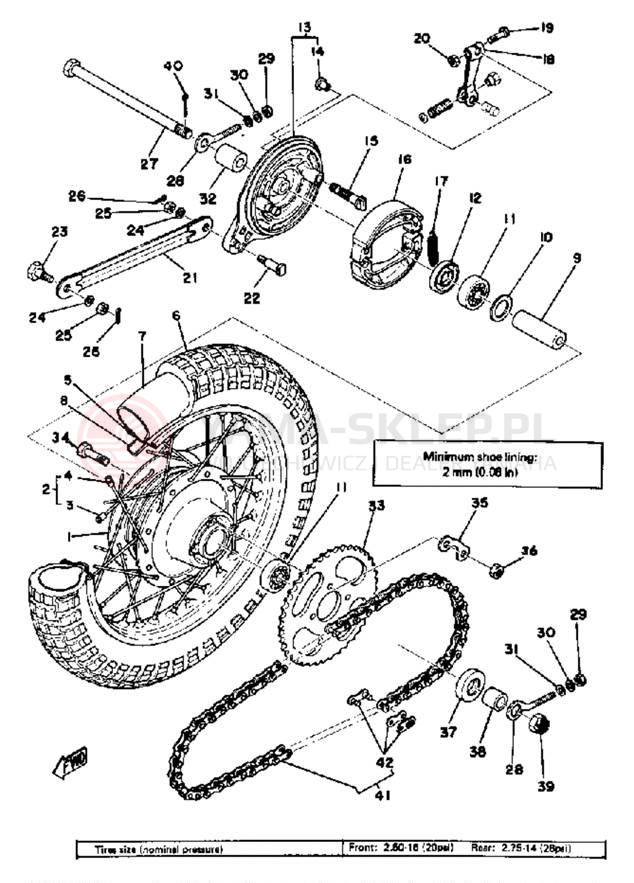 Schemat "Koło tył" do Yamaha GT80G