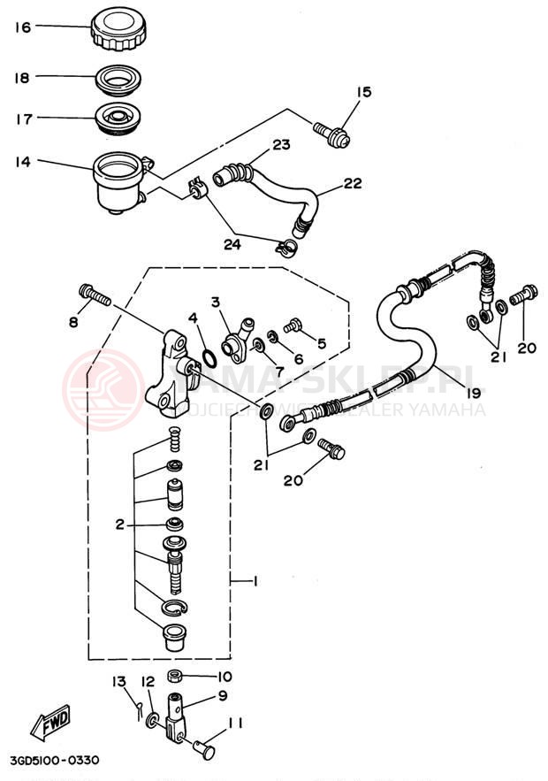 Schemat "Pompa hamulcowa tył" do Yamaha WARRIOR YFM350XG_M