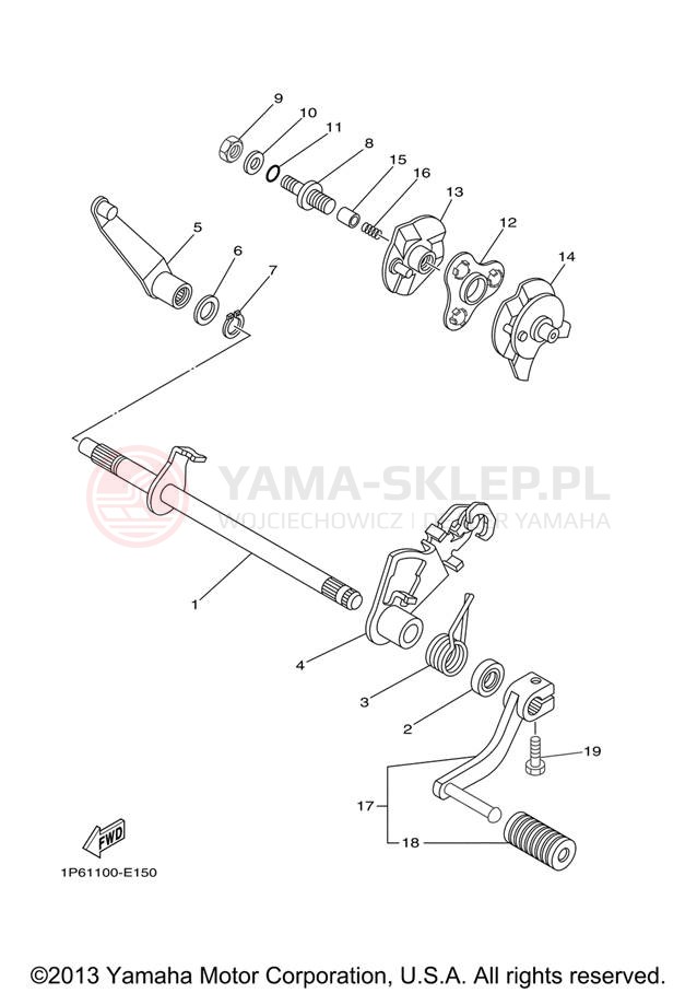 Schemat "Dźwignia zmiany biegów, wałek" do Yamaha TT-R50E ELECTRIC TTR50EV