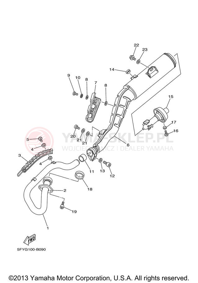 Schemat "Wydech końcowy" do Yamaha TW200 TW200V/TW200VC