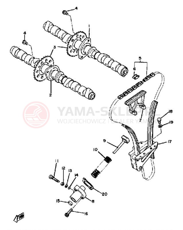 Schemat "Rozrząd - łańcuszek" do Yamaha XS1100SG