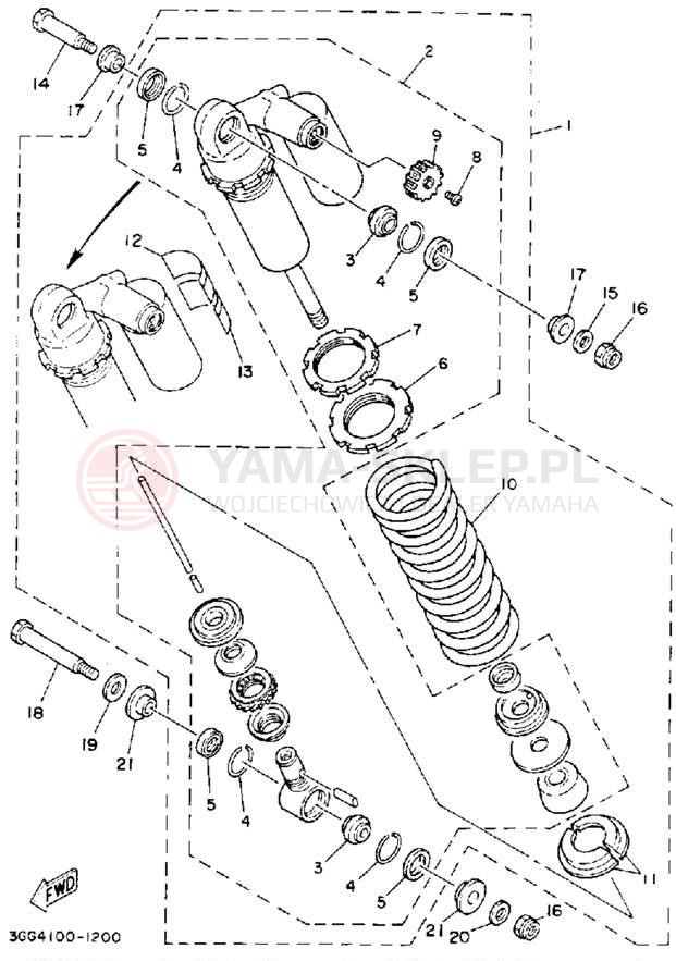 Schemat "zawieszenie tył" do Yamaha BANSHEE YFZ350D_MN