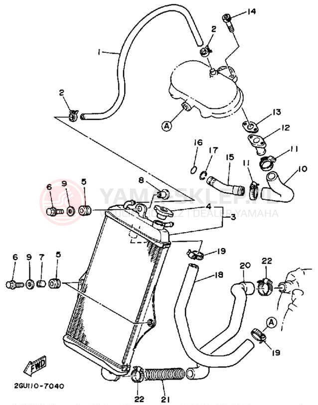 Schemat "Układ chlodzenia" do Yamaha BANSHEE YFZ350W