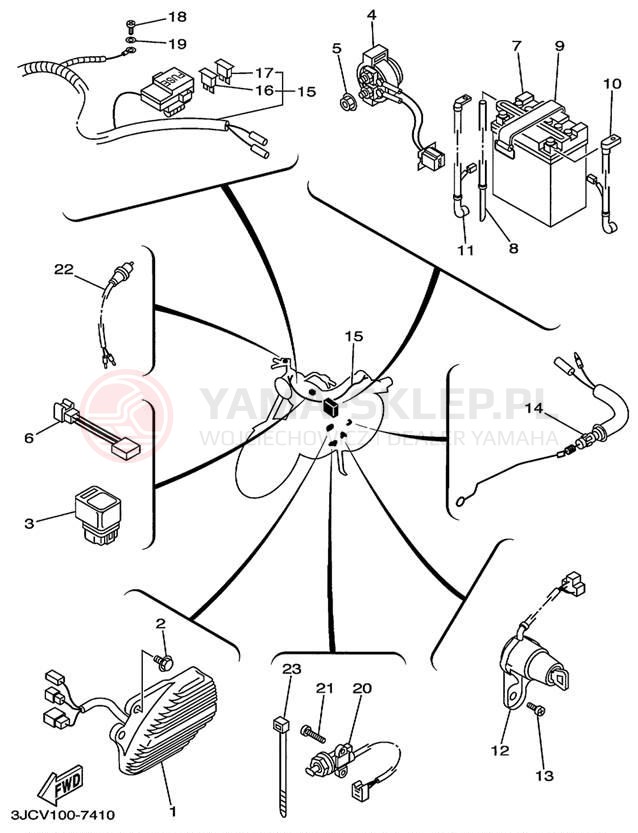 Schemat "układ elektryczny" do Yamaha VIRAGO 535 XV535MC/XV535M