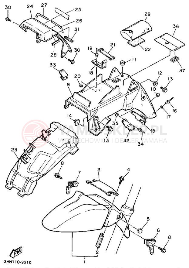 Schemat "błotnik" do Yamaha FZR600RA