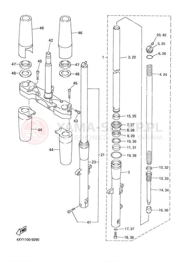 Schemat "Amortyzatory przód" do Yamaha VENTURE XVZ1300TFN/XVZ1300TFN