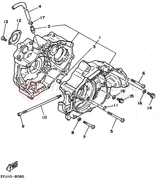 Schemat "Obudowa silnika" do Yamaha BADGER YFM80G