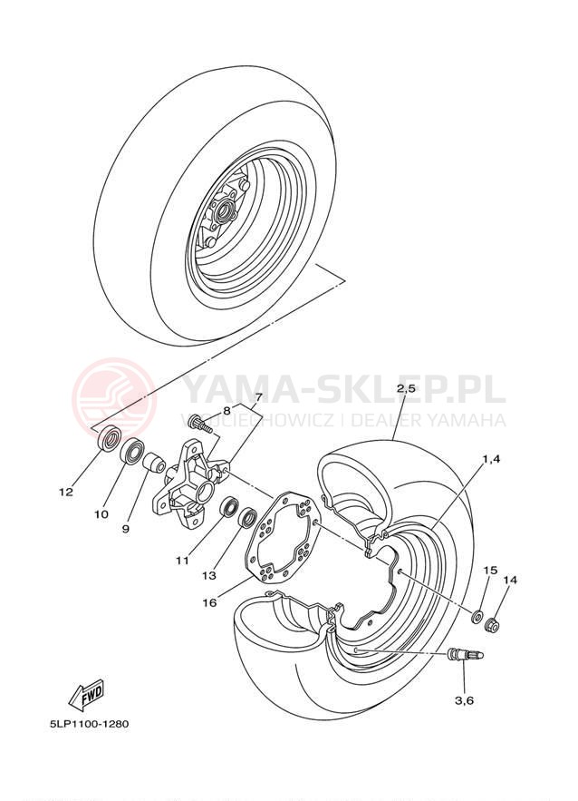 Schemat "Koło przód" do Yamaha 660R RAPTOR YFM660RT