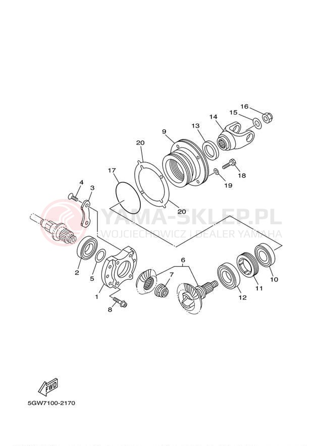 Schemat "Przeniesienie napędu" do Yamaha BIG BEAR 400 2WD YFM40S