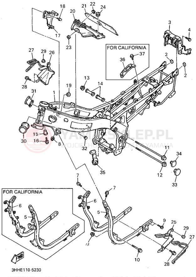 Schemat "rama" do Yamaha FZR600RG/FZR600RGC
