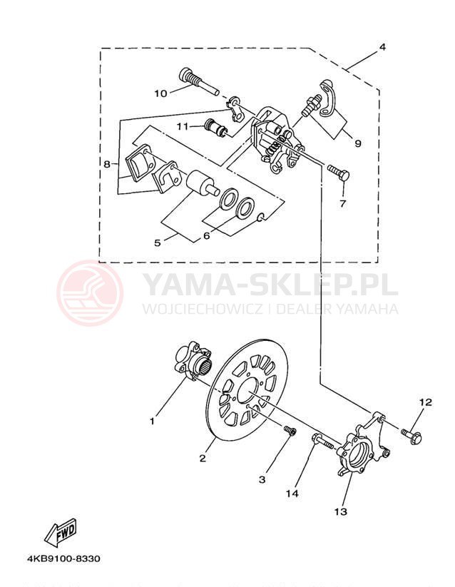 Schemat "Zacisk hamulcowy tylny" do Yamaha WOLVERINE YFM35FXK