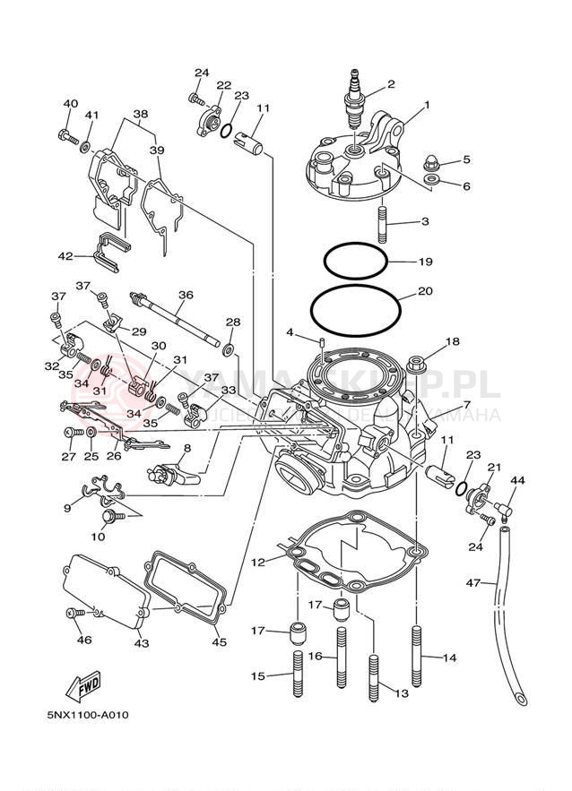 Schemat "głowica" do Yamaha YZ250 YZ250S1
