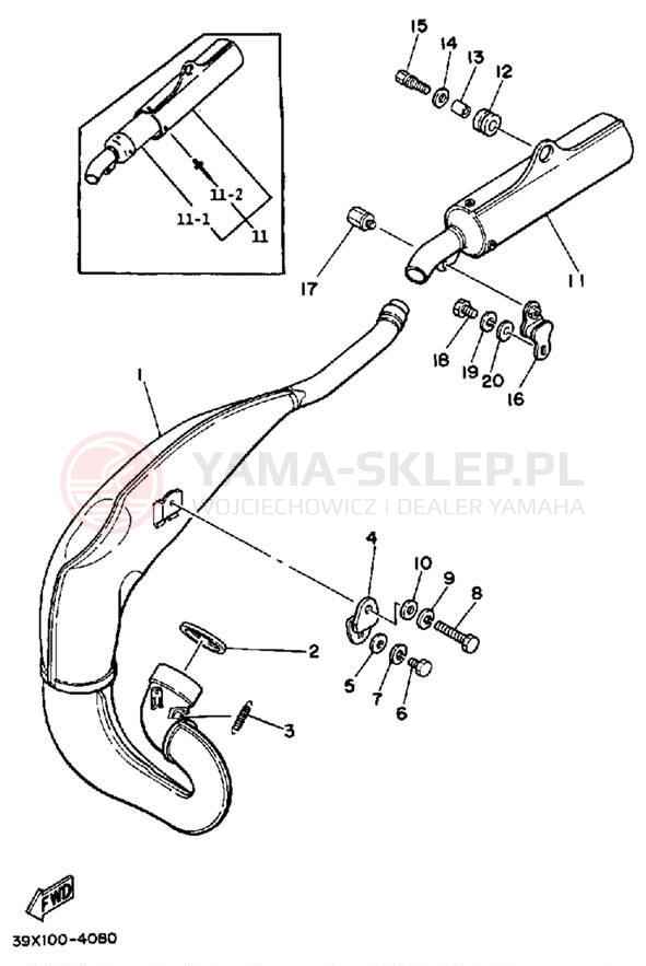 Schemat "Wydech końcowy" do Yamaha YZ250L