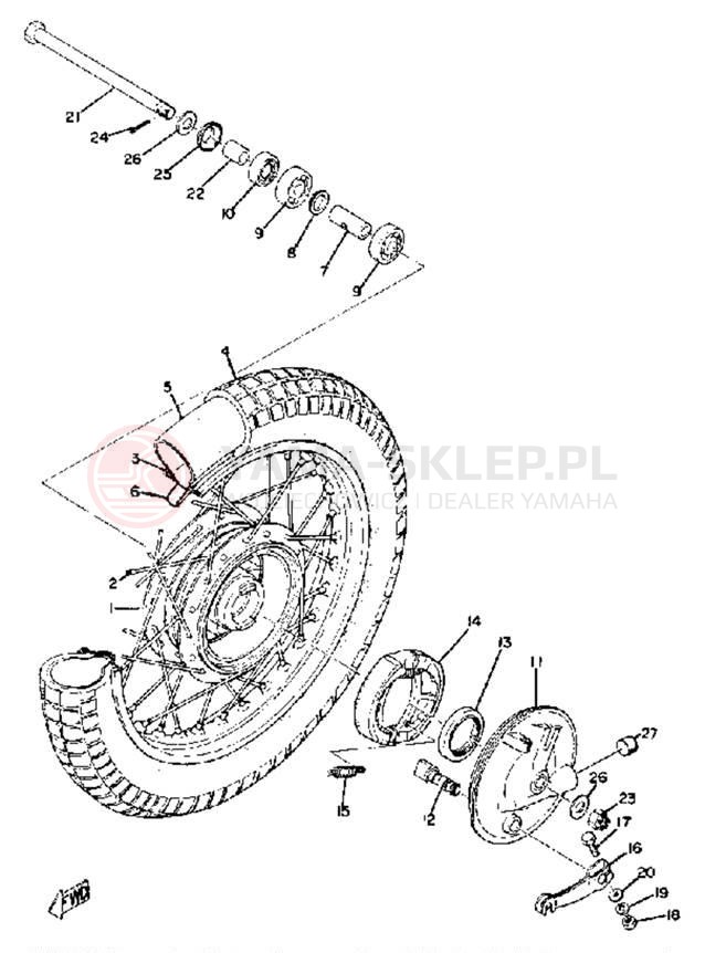 Schemat "Koło przód" do Yamaha TY80B