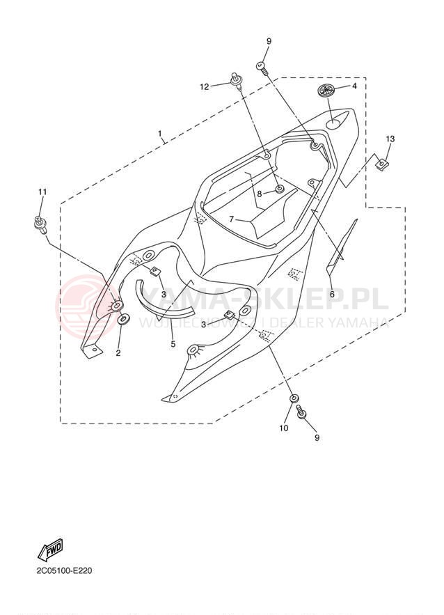 Schemat "Pokrywa boczna" do Yamaha R6 CA YZFR6WC/YZFR6W