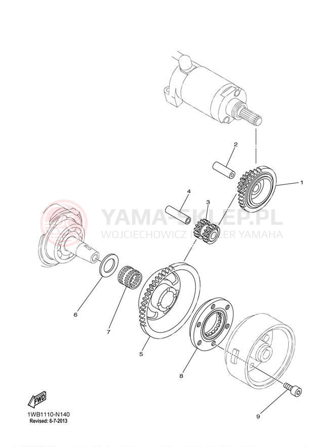 Schemat "rozrusznik" do Yamaha RAPTOR 250 YFM25RDW/YFM25RDL