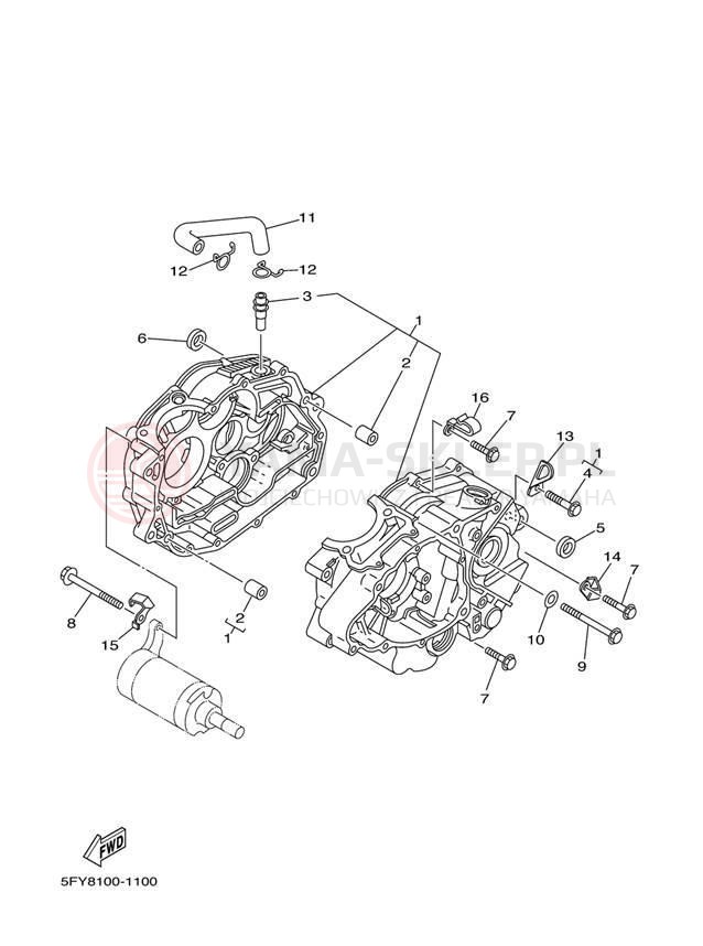 Schemat "Obudowa silnika" do Yamaha TW200 TW200S/TW200SC