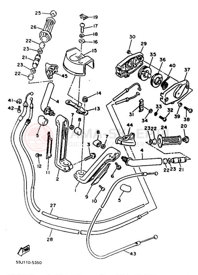 Schemat "Kierownica i osprzęt" do Yamaha XVZ12DN