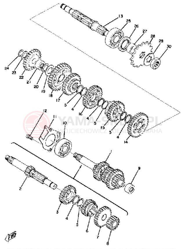 Schemat "Skrzynia biegów " do Yamaha DT100A