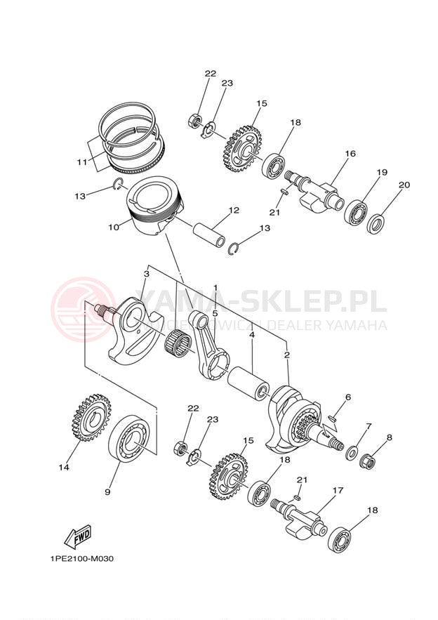 Schemat "Wał korbowy, tłok" do Yamaha RAPTOR 700 YFM700REL/YFM700REO