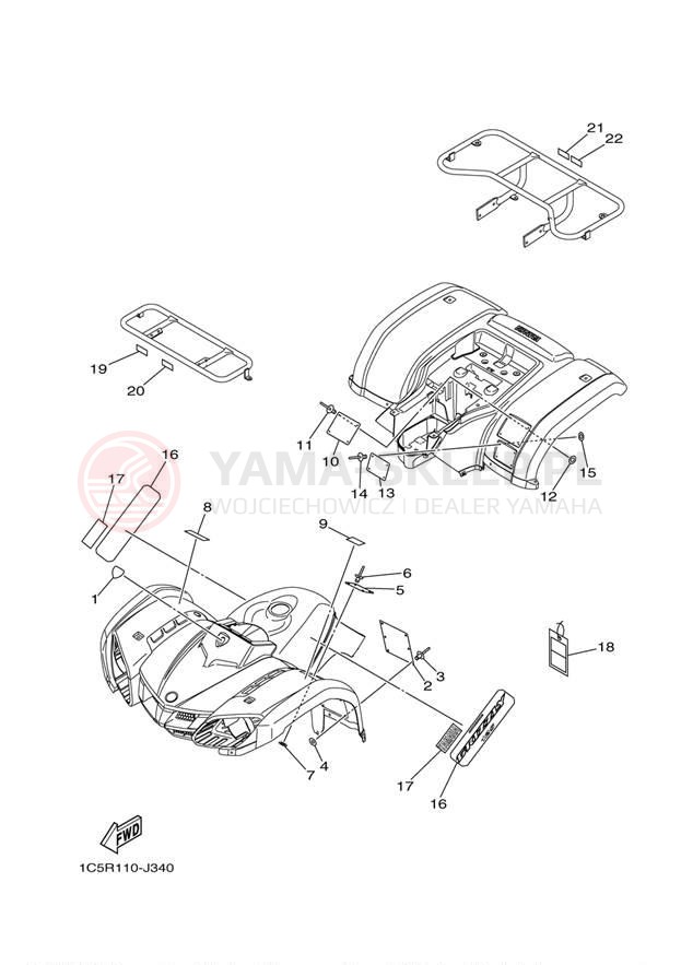 Schemat "naklejki" do Yamaha GRIZZLY 125 YFM125GBL