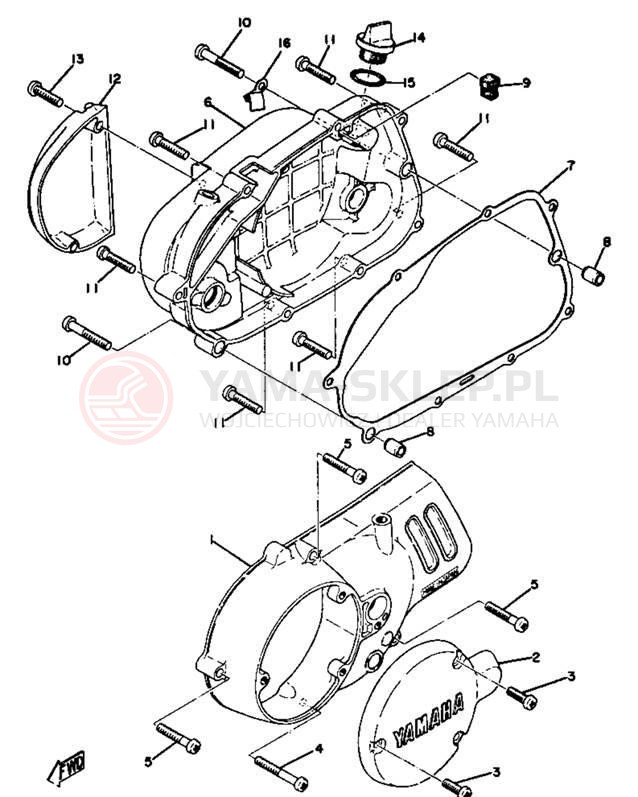 Schemat "Pokrywa silnika" do Yamaha GTMX/GT1