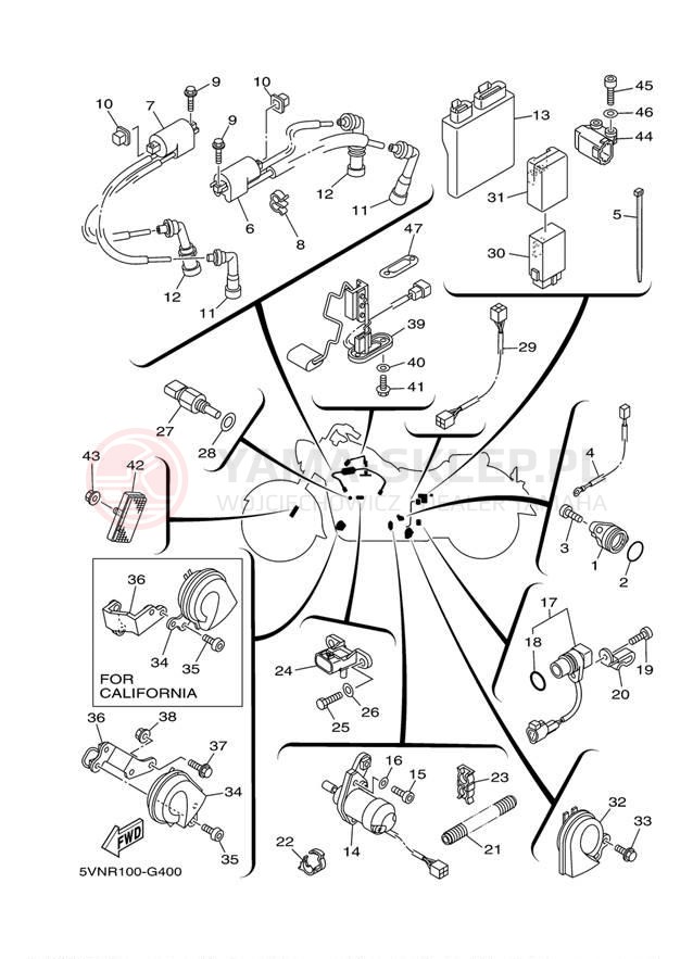 Schemat "układ elektryczny" do Yamaha ROAD STAR S XV17ASXS/XV17ASXSC