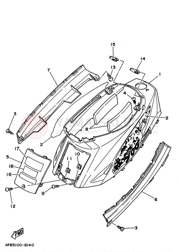Schemat "Pokrywa boczna" do Yamaha JOG CY50L
