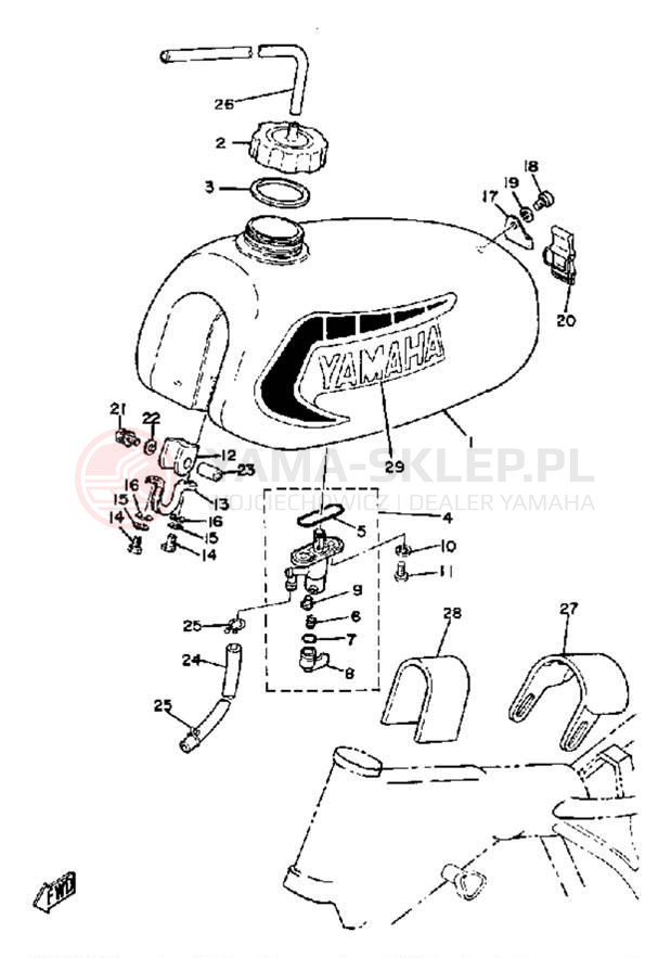 Schemat "zbiornik paliwa" do Yamaha YZ100G
