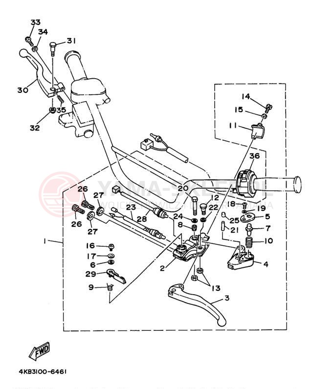 Schemat "Kierownica i osprzęt" do Yamaha WOLVERINE YFM35FXK