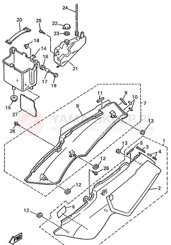 Schemat "Pokrywa boczna" do Yamaha FZR600RLC/FZR600RL