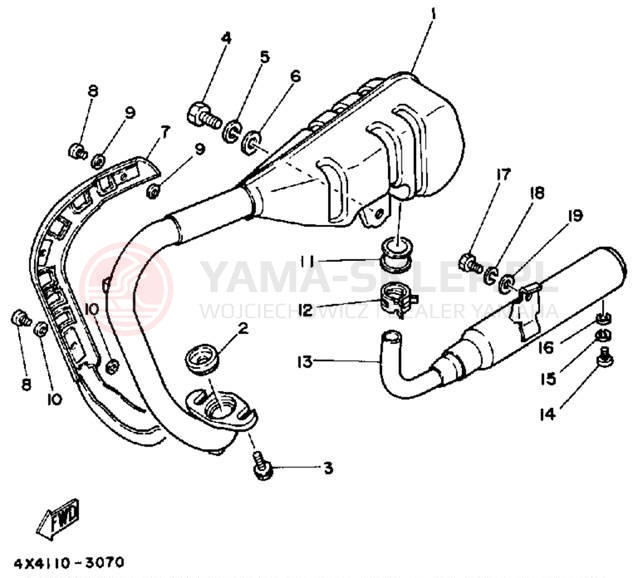 Schemat "Wydech końcowy" do Yamaha Y-ZINGER PW50T