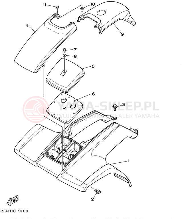 Schemat "Przedni błotnik" do Yamaha BREEZE YFA1PC/YFA1P