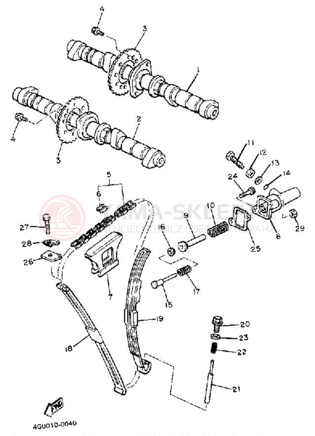 Schemat "Rozrząd - łańcuszek" do Yamaha XJ550RK