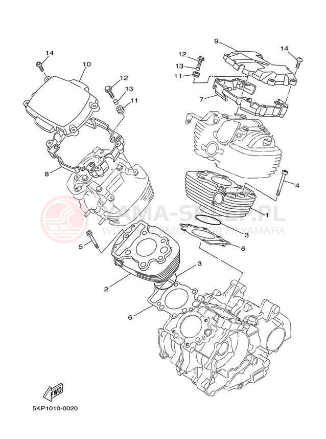Schemat "cylinder" do Yamaha V STAR CUSTOM XVS65S/XVS65SC