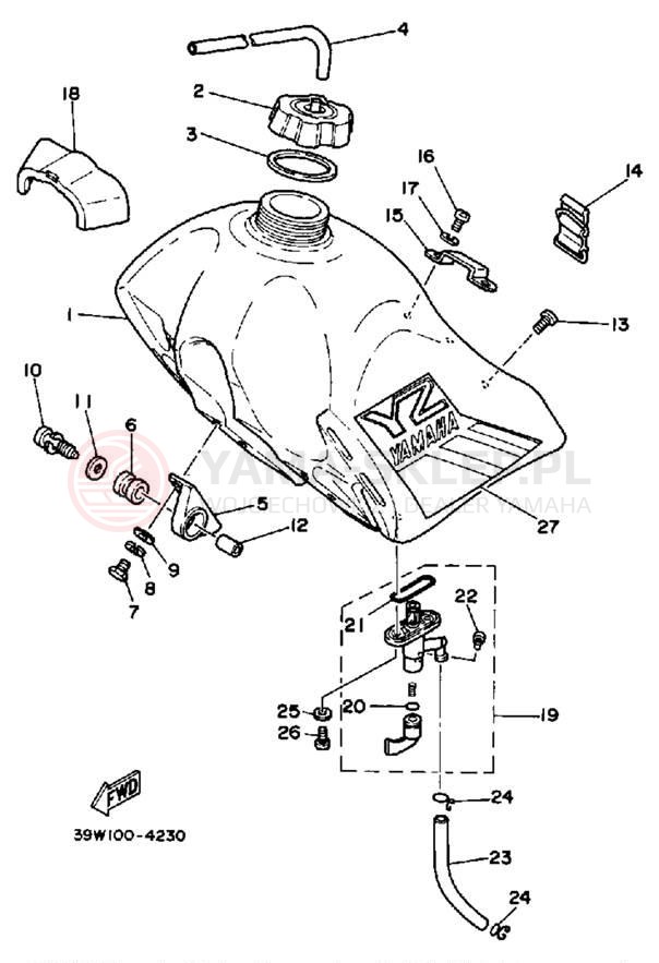 Schemat "zbiornik paliwa" do Yamaha YZ125L