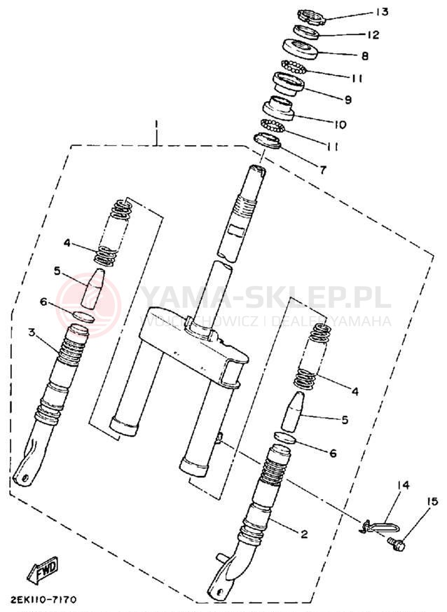 Schemat "Amortyzatory przód" do Yamaha RAZZ SH50U/SH50MU