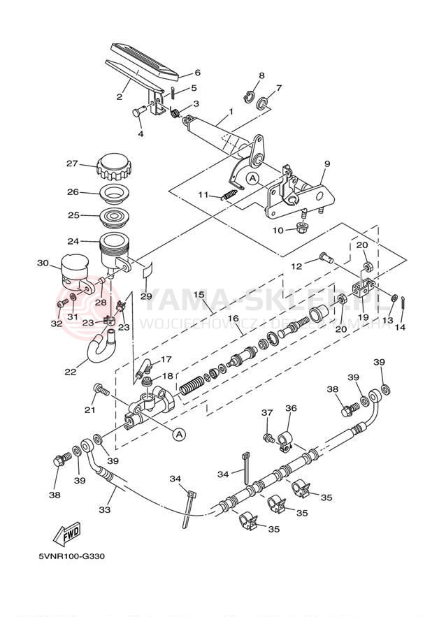 Schemat "Pompa hamulcowa tył" do Yamaha ROAD STAR S XV17ASYCB/XV17ASYB