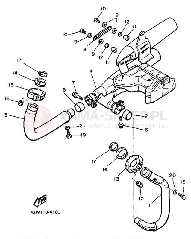 Schemat "Wydech końcowy" do Yamaha VIRAGO 700 XV700SS/XV700SSC