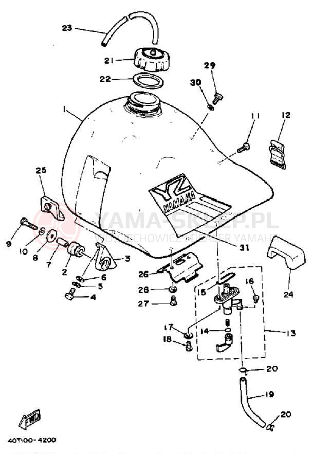 Schemat "zbiornik paliwa" do Yamaha YZ490L