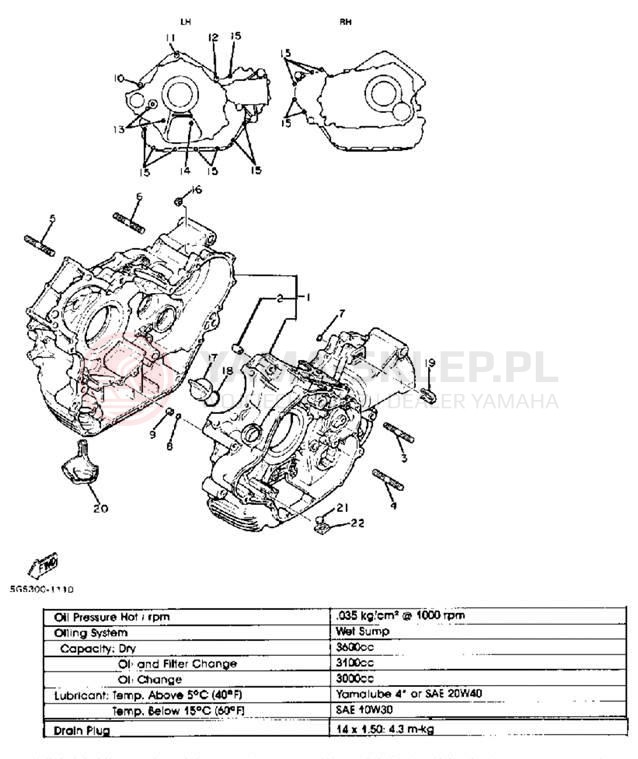 Schemat "Obudowa silnika" do Yamaha XV920J