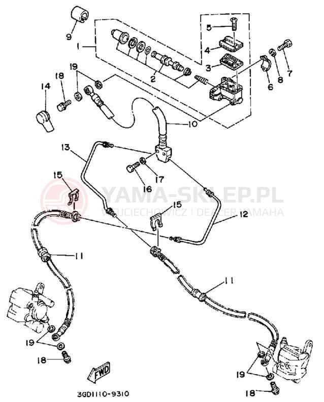 Schemat "Pompa hamulcowa przednia" do Yamaha WARRIOR YFM350XB